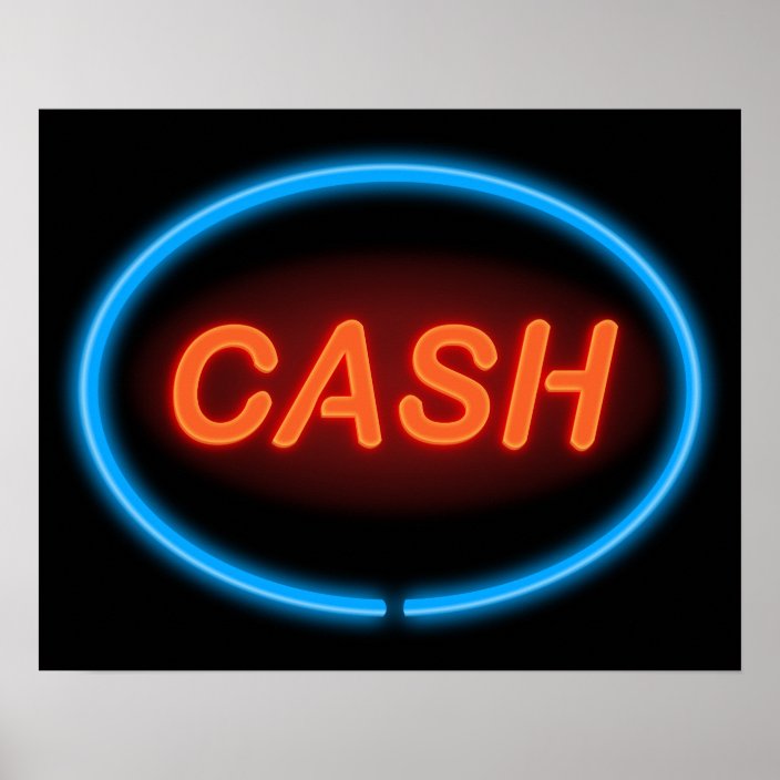 Cash Neon Poster Zazzle Com