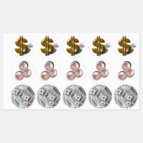 Cash Pennies and Dollar Sign Kids Labels