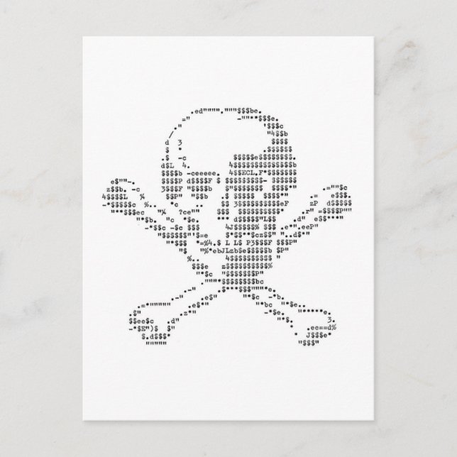 Cash Skull from Jolly Roger ascii art Postcard (Front)