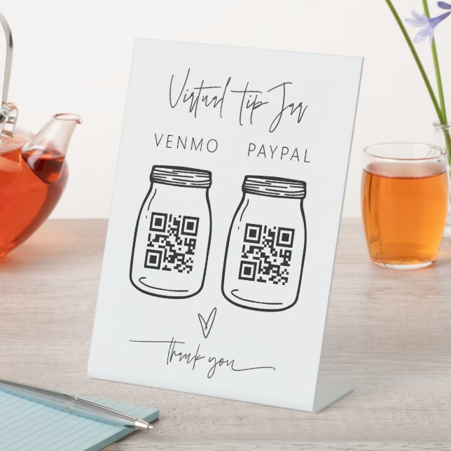 Cash Tips Sign Small Business Money Scan QR G400 (In SItu)