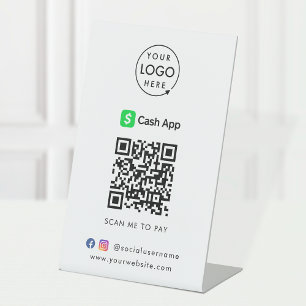 CashApp Payment Tabletop Sign QR Scan to Pay