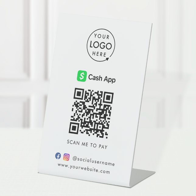 CashApp Payment Tabletop Sign | QR Scan to Pay (Interactive "scan to pay” QR code cash wrap table signage for collecting digital payment by CashApp.)