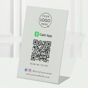 CashApp Payment Tabletop Sign   QR Scan to Pay