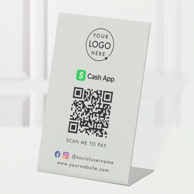 CashApp Payment Tabletop Sign | QR Scan to Pay (Interactive "scan to pay” QR code cash wrap table signage for collecting digital payment by CashApp.)