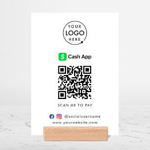 CashApp Payment Tabletop Sign QR Scan to Pay Holder