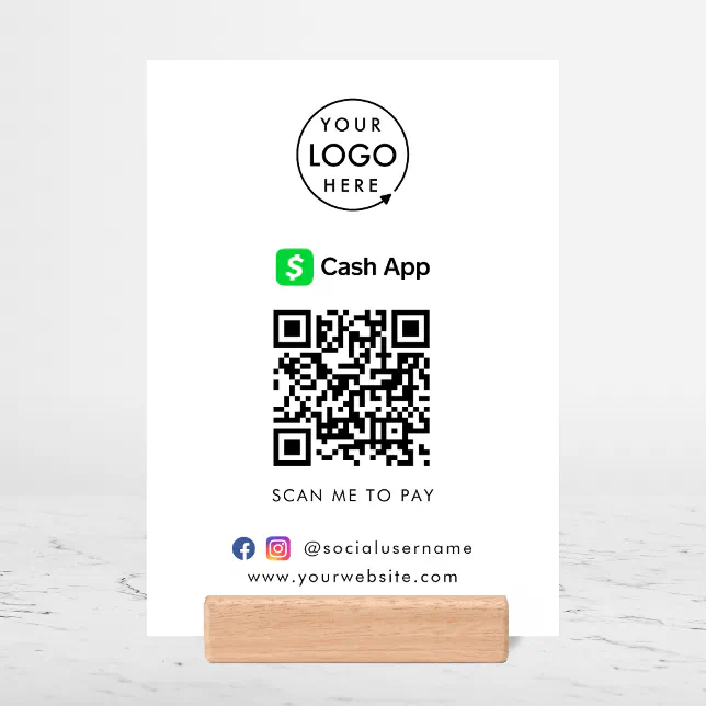 CashApp Payment Tabletop Sign | QR Scan to Pay Holder | Zazzle