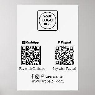 CashApp PayPal QR Code Scan to Pay Business Logo Holder