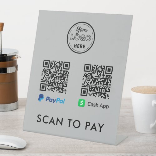 CashApp Paypal QR Code Scan to Pay Logo Grey Pedestal Sign