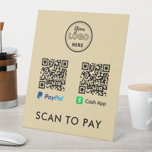 CashApp Paypal QR Code Scan to Pay Logo Groovy Pedestal Sign