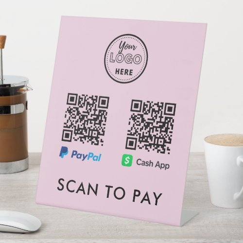 CashApp Paypal QR Code Scan to Pay Logo Pink Pedestal Sign