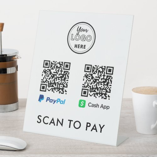 CashApp Paypal QR Code Scan to Pay Logo White Pedestal Sign