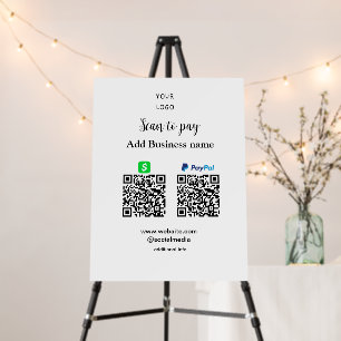 cashapp paypal scan to pay QR Foam Boards
