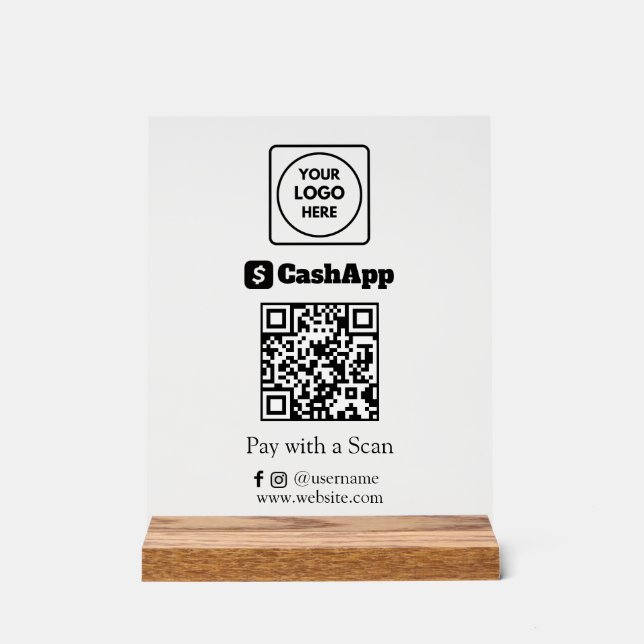 CashApp QR Code | Custom Business Scan-to-Pay Sign (Front)