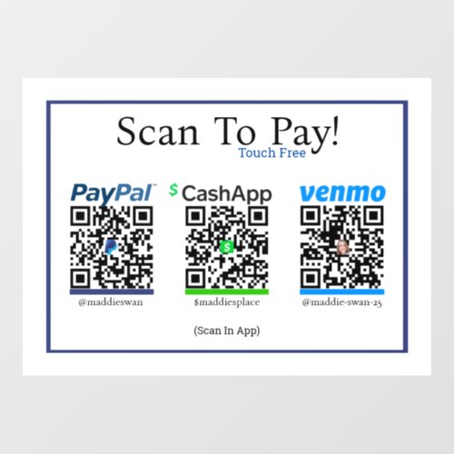 Cashapp Venmo  Paypal Sticker For Mobile Payments