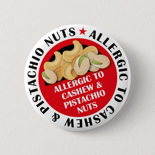 Cashew & Pistachio Nut Allergy Badge Button (Front)