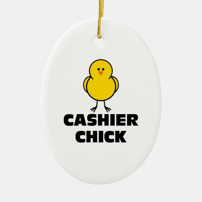 Cashier Chick Ceramic Ornament (Front)