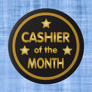 Cashier of the Month Gold Pinback Button