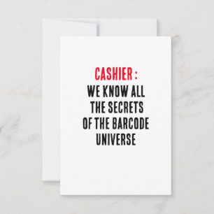 Cashier We know all the secrets of the barcode uni Thank You Card