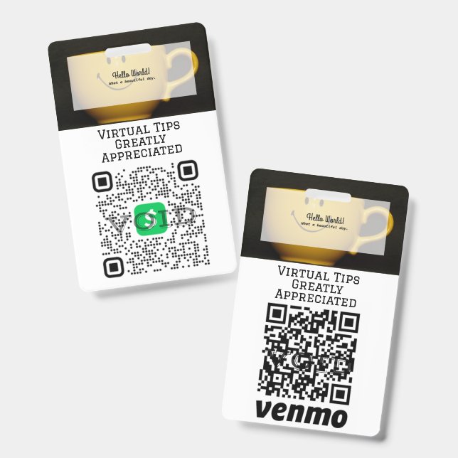 Cashless Payment QR Code Tipping Badge (Front & Back)