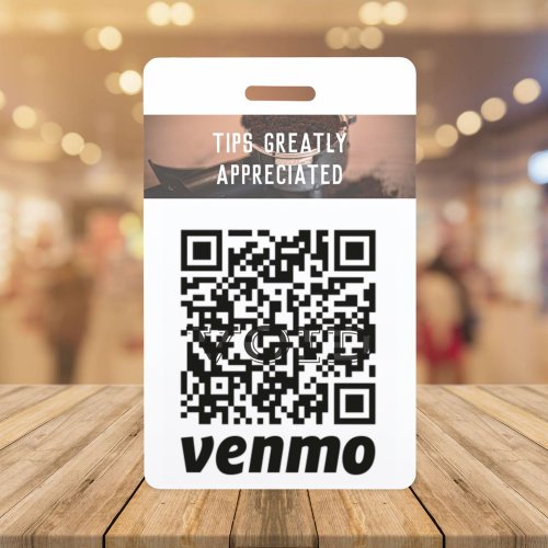 Cashless Tipping Personalized QR Code Badge