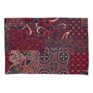 Cashmere Paisley Silk: Abstract Vintage Patchwork Pillow Case