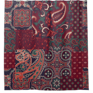 Cashmere Paisley Silk: Abstract Vintage Patchwork Shower Curtain