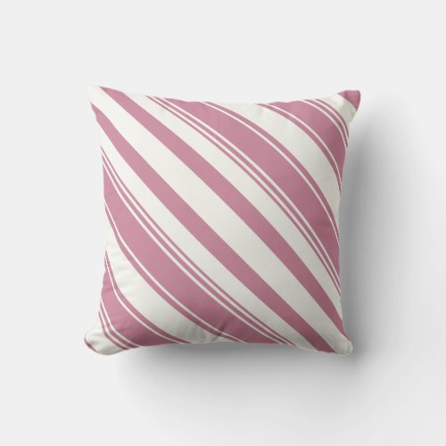 Cashmere Rose Pink Diagonal Stripes Throw Pillow