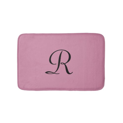 Cashmere Rose Pink Monogram Elegant Plush Bathroom Mat