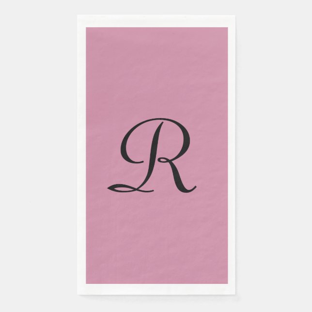 Cashmere Rose Pink Monogrammed Minimalist Pastel Paper Guest Towels (Front)