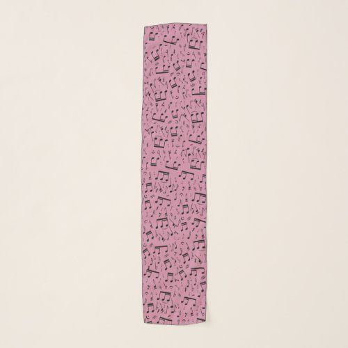 Cashmere rose pink music themed scarf