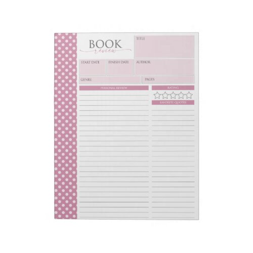 Cashmere Rose Reading Review Pages Notepad