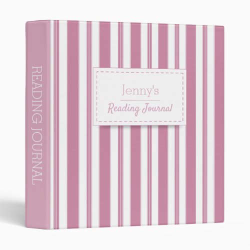 Cashmere Rose Stripped Reading Journal 3 Ring Binder