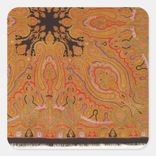 Cashmere scarf, c.1870-80 square sticker (Front)