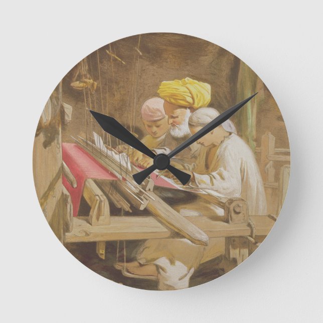 Cashmere Shawls: Weaving, 1863 (chromolitho) Round Clock (Front)