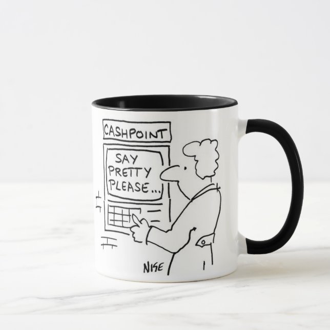 Cashpoint ATM asks user to say Pretty Please Mug (Right)