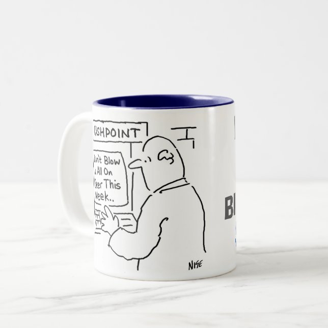 Cashpoint machine gives advice Two-Tone coffee mug (Front Left)