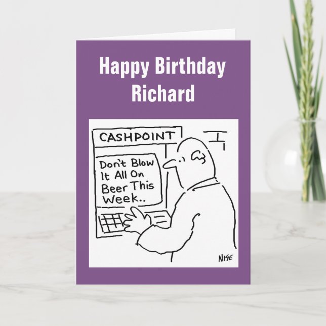 Cashpoint Machine Says "Don't Blow it on Beer" Card (Front)