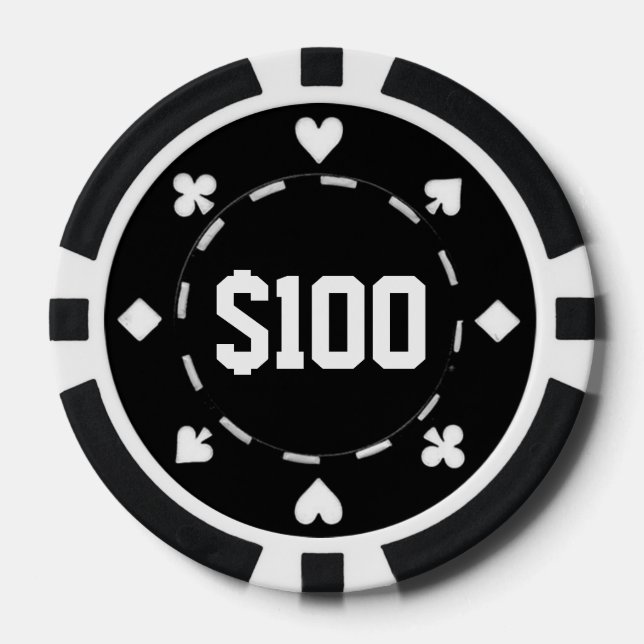 Casino, $100, Poker Chips, Black/White Chips (Front)