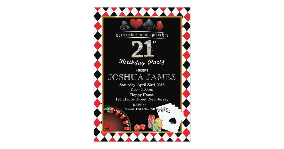 Casino 21st Birthday Invitation | Zazzle.com