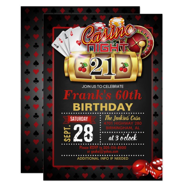 casino all in birthday party menu