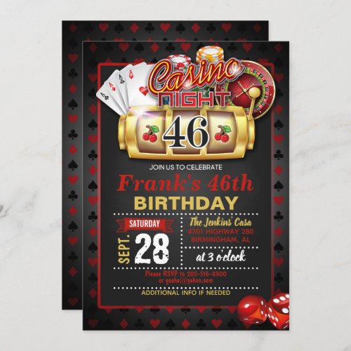 Casino 46th Birthday Invitation