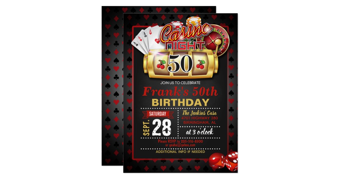 Casino 50th Birthday Invitation | Zazzle.com