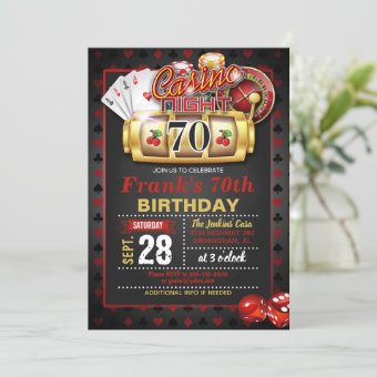 Casino 70th Birthday Invitation | Zazzle