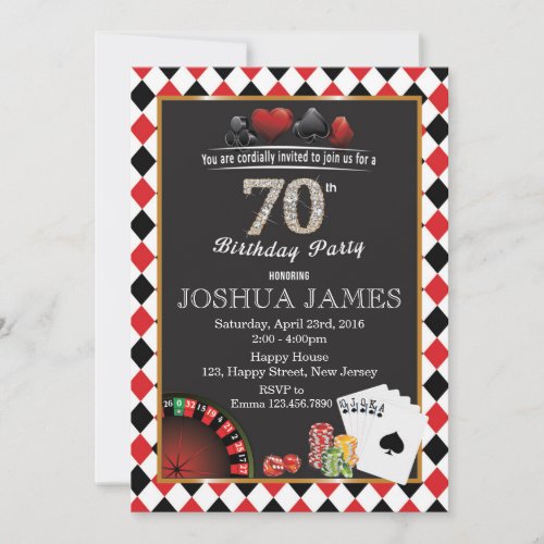 Casino 70th Birthday Invitation