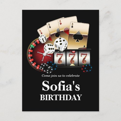 casino adult game birthday Postcard invitation