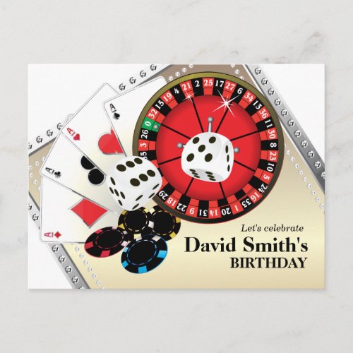 casino adult game birthday Postcard invitation