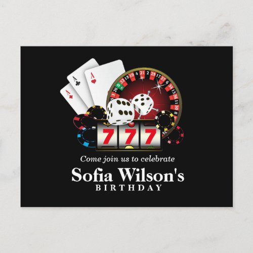 casino adult game birthday Postcard invitation