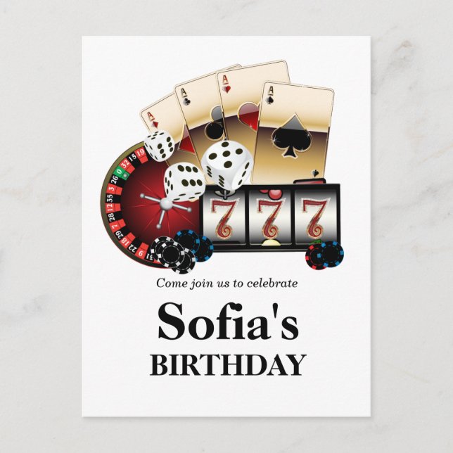 casino adult game birthday Postcard invitation (Front)