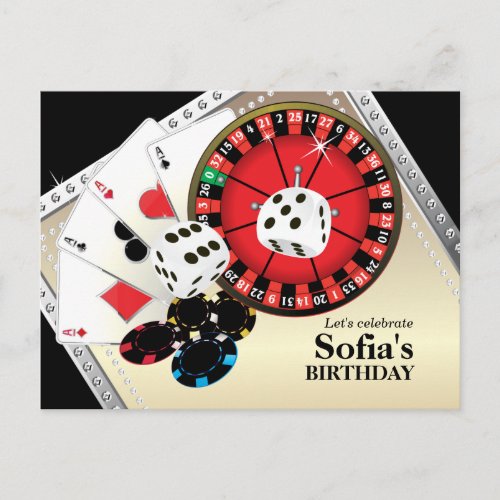 casino adult game birthday Postcard invitation