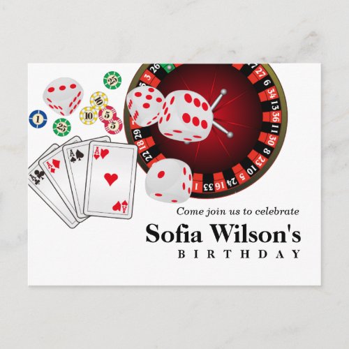 casino adult game birthday Postcard invitation